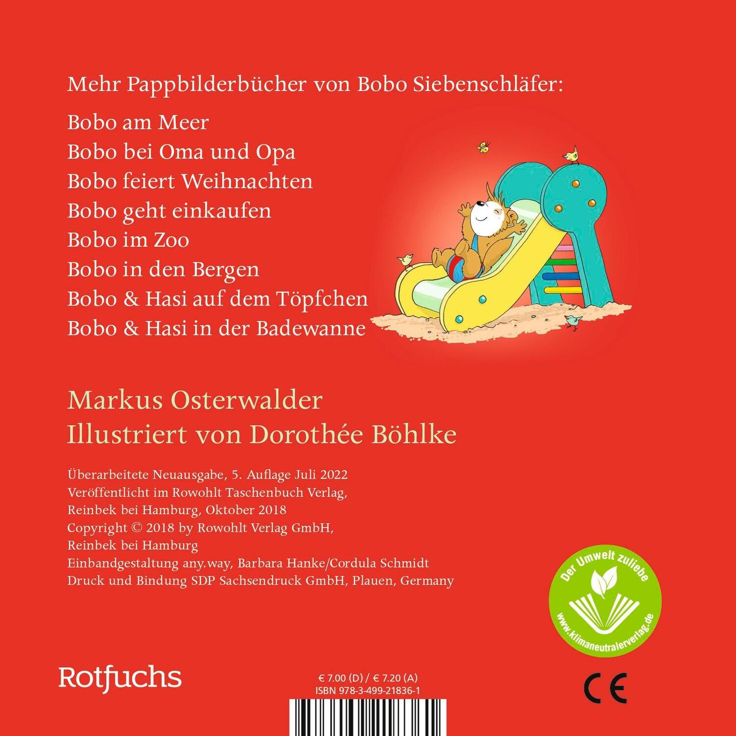 Rückseite: 9783757100438 | Bobo auf dem Spielplatz | Pappbilderbuch ab 24 Monaten | Osterwalder