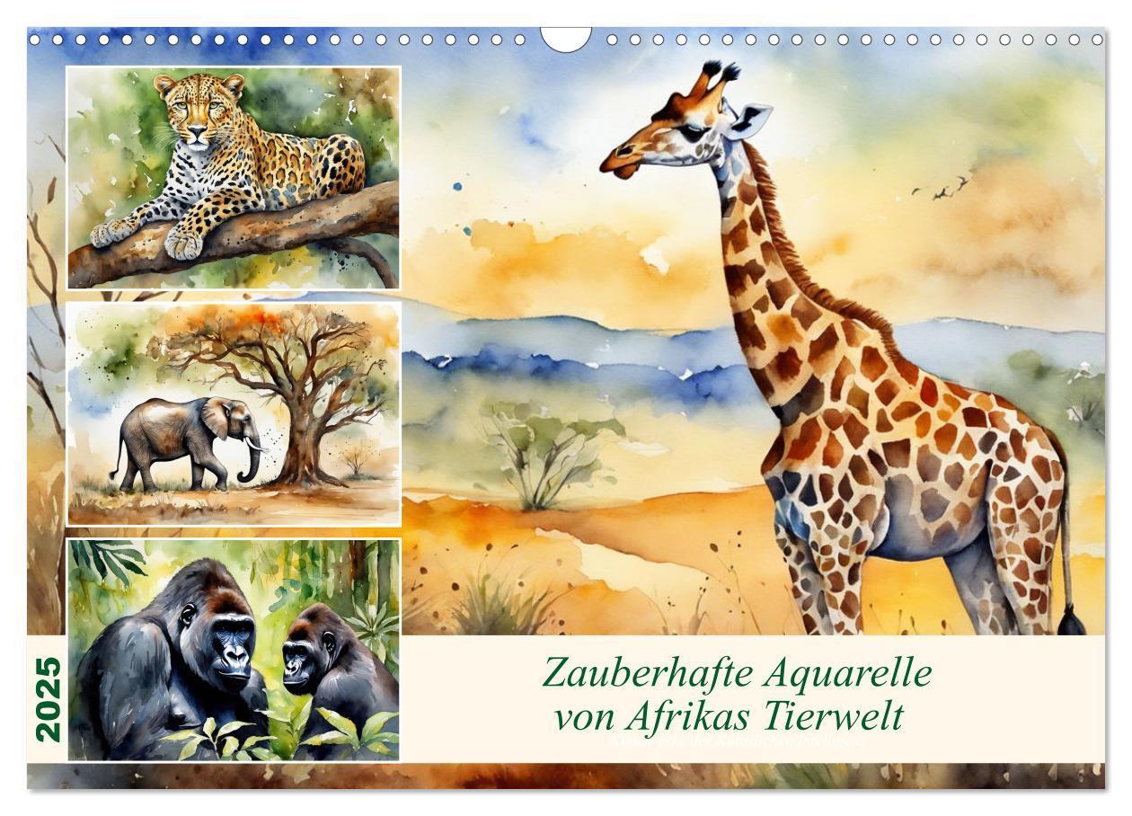 Cover: 9783383805820 | Zauberhafte Aquarelle von Afrikas Tierwelt (Wandkalender 2025 DIN...