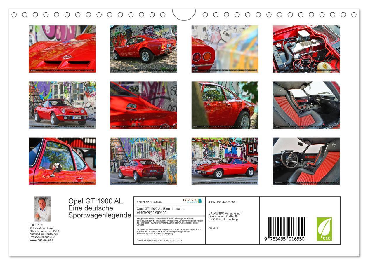 Bild: 9783435216550 | Opel GT 1900 AL Eine deutsche Sportwagenlegende (Wandkalender 2025...