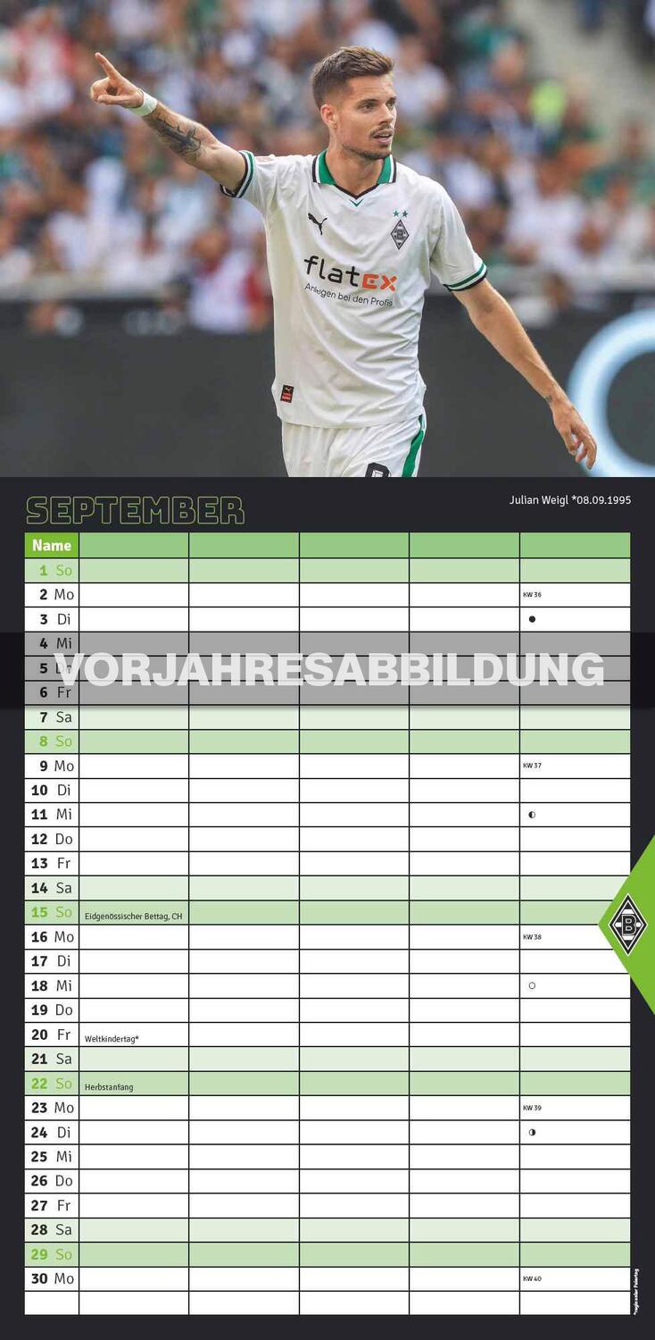 Bild: 4002725994387 | Borussia Mönchengladbach 2025 - Familien-Planer - Fan-Kalender -...