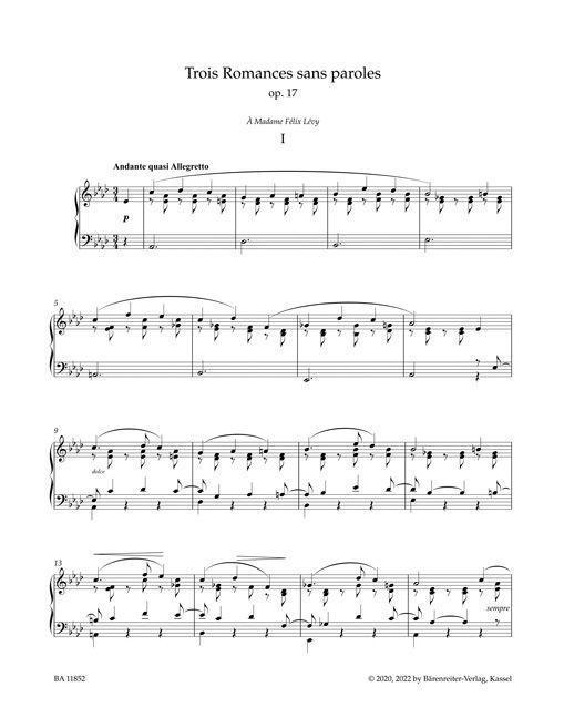 Bild: 9790006575718 | Trois Romances sans paroles für Klavier op. 17 | Gabriel Fauré | 32 S.