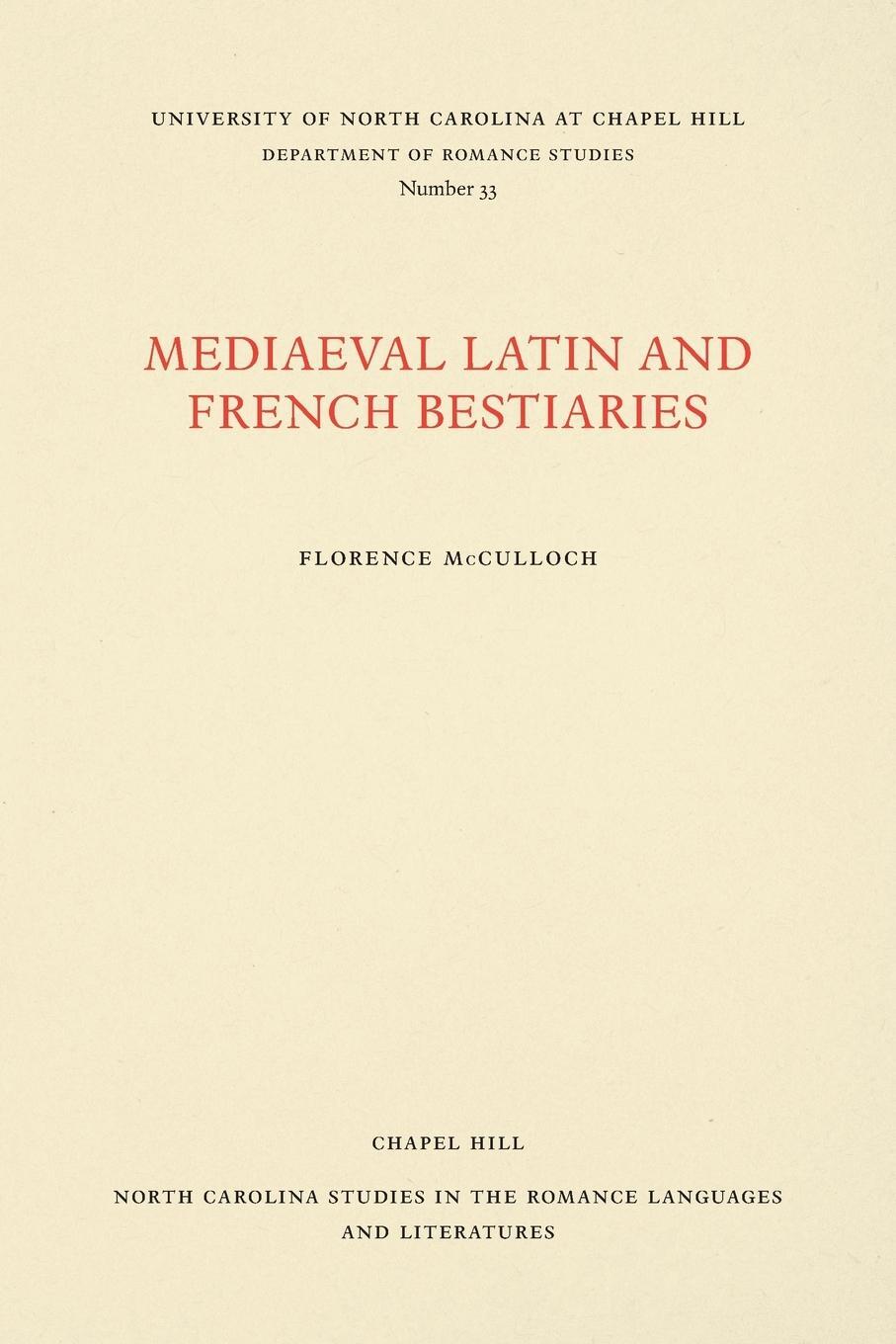 Cover: 9780807890332 | Medieval Latin and French Bestiaries | Florence McCulloch | Buch