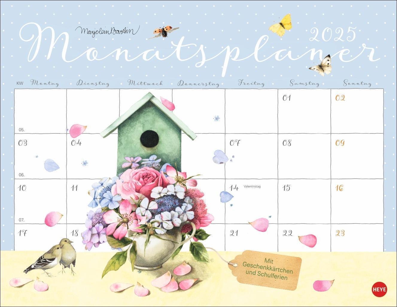 Cover: 9783756408849 | Marjolein Bastin: Monatsplaner 2025 | Kalender | Spiralbindung | 15 S.