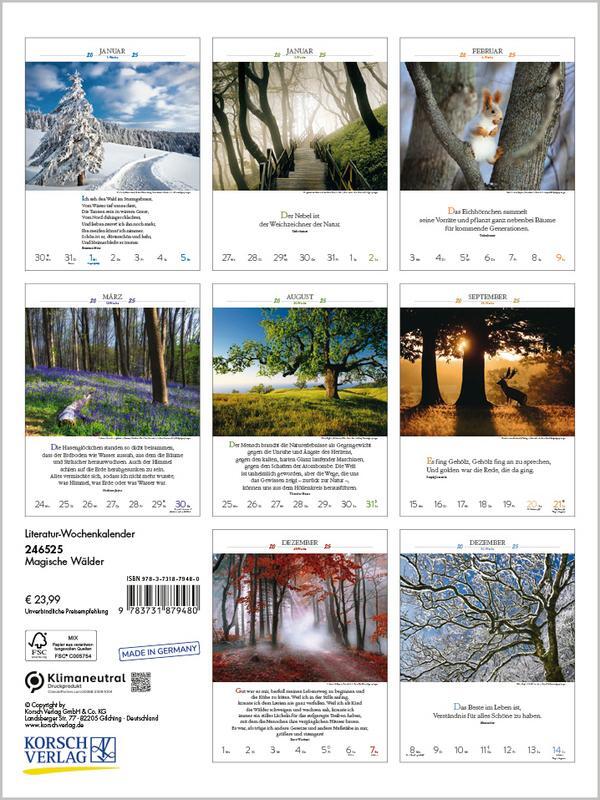 Bild: 9783731879480 | Literaturkalender Magische Wälder 2025 | Verlag Korsch | Kalender