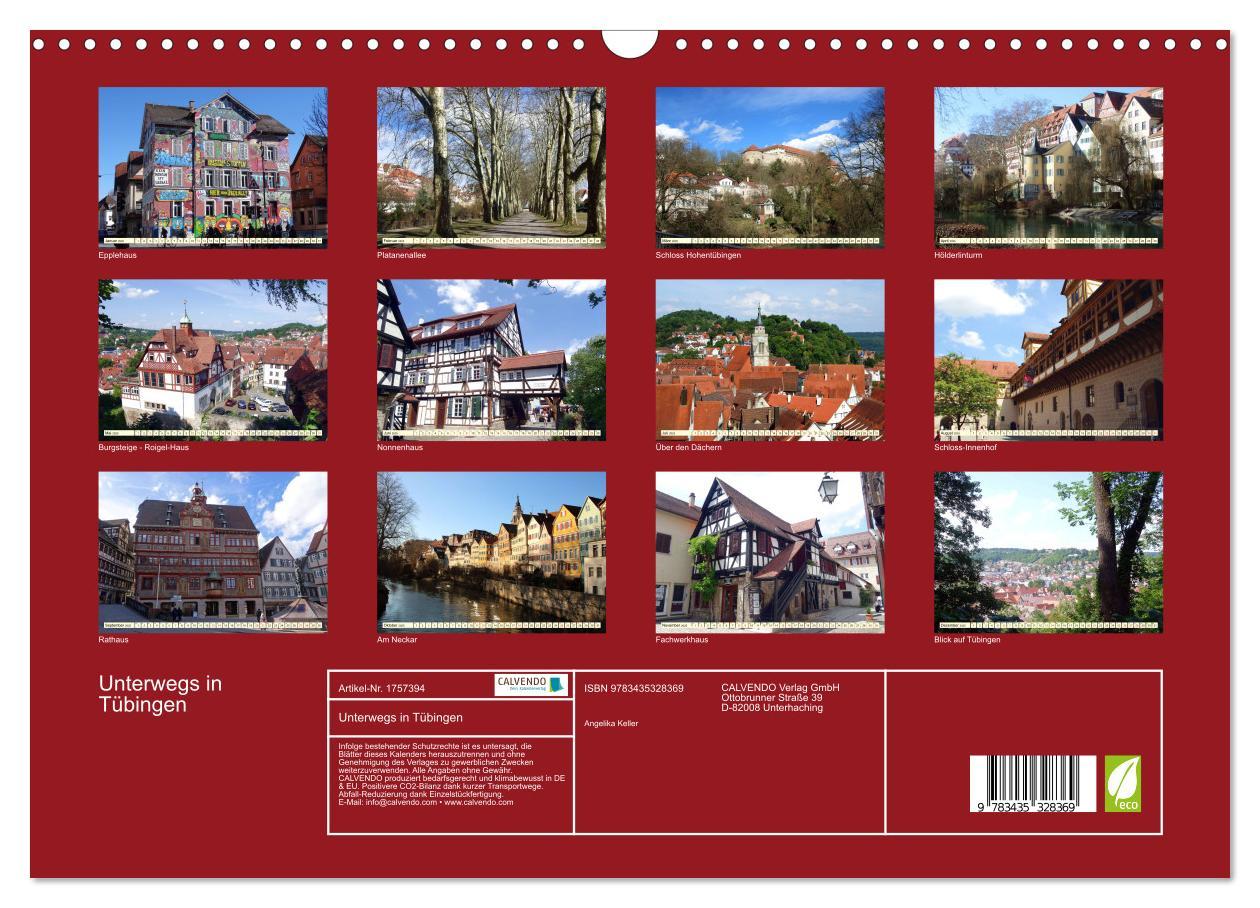 Bild: 9783435328369 | Unterwegs in Tübingen (Wandkalender 2025 DIN A3 quer), CALVENDO...