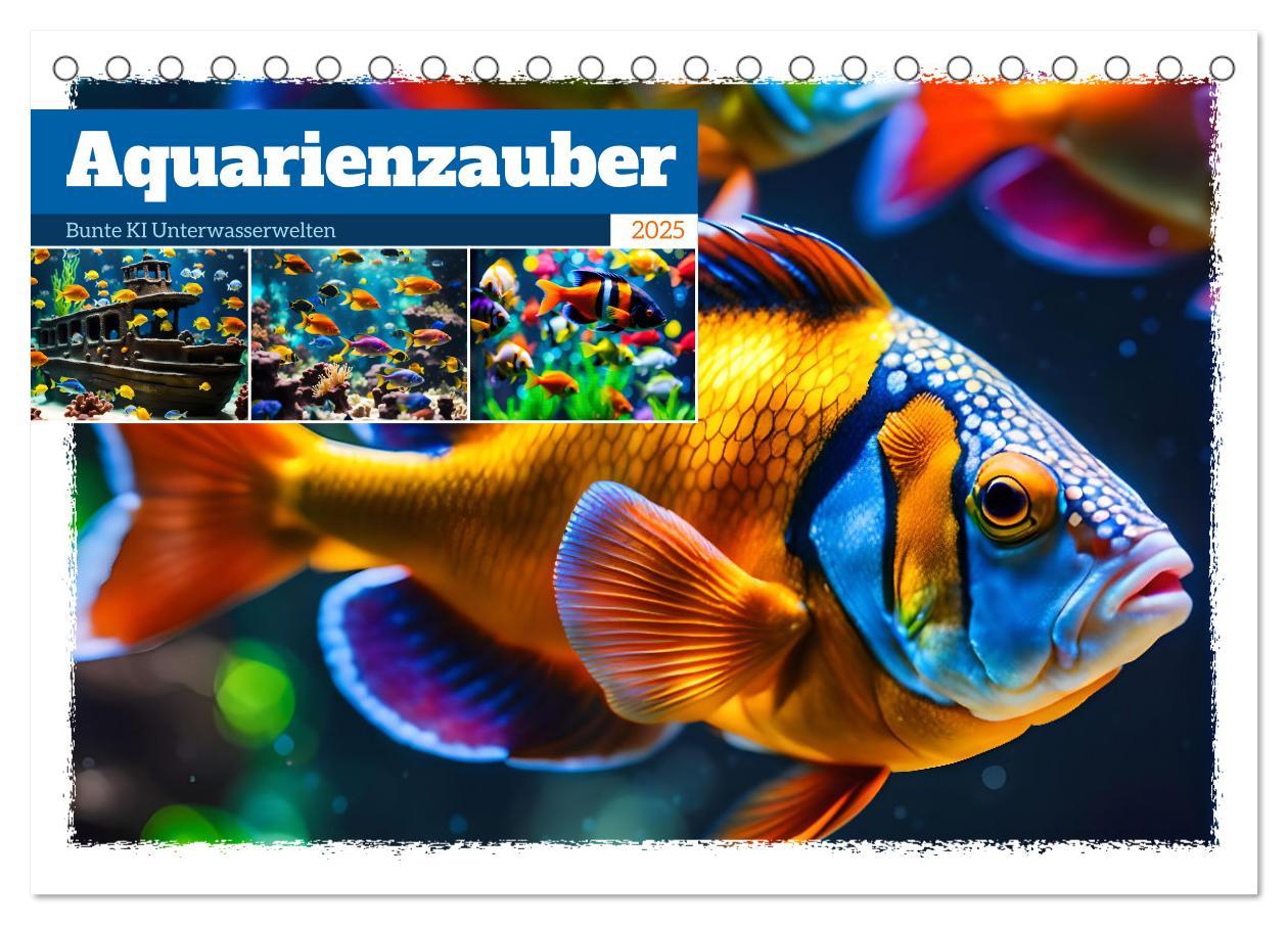 Cover: 9783457144886 | Aquarienzauber - Bunte KI Unterwasserwelten (Tischkalender 2025 DIN...