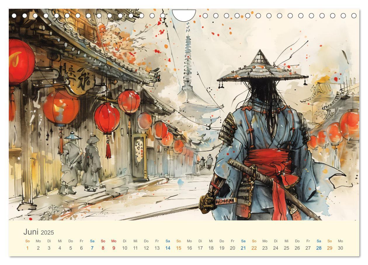 Bild: 9783457129890 | Samurai - whimsical inked style (Wandkalender 2025 DIN A4 quer),...