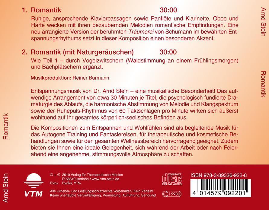 Rückseite: 4014579092201 | ROMANTIK-Sanfte Musik zum Entspannen | Arnd Stein | Audio-CD | 1997