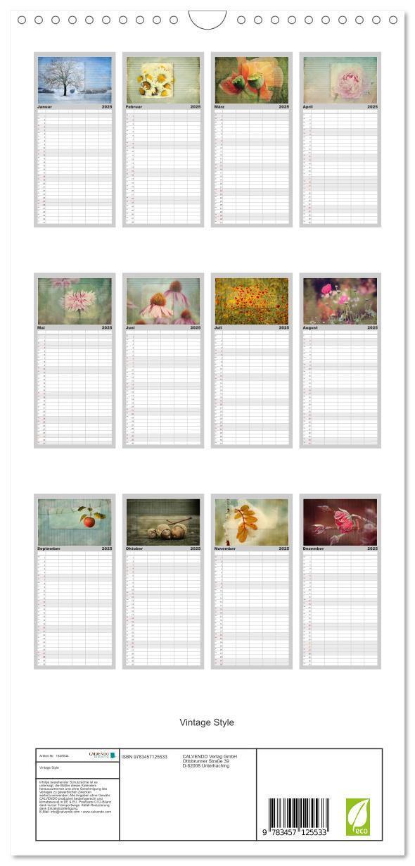 Bild: 9783457125533 | Familienplaner 2025 - Vintage Style mit 5 Spalten (Wandkalender, 21...