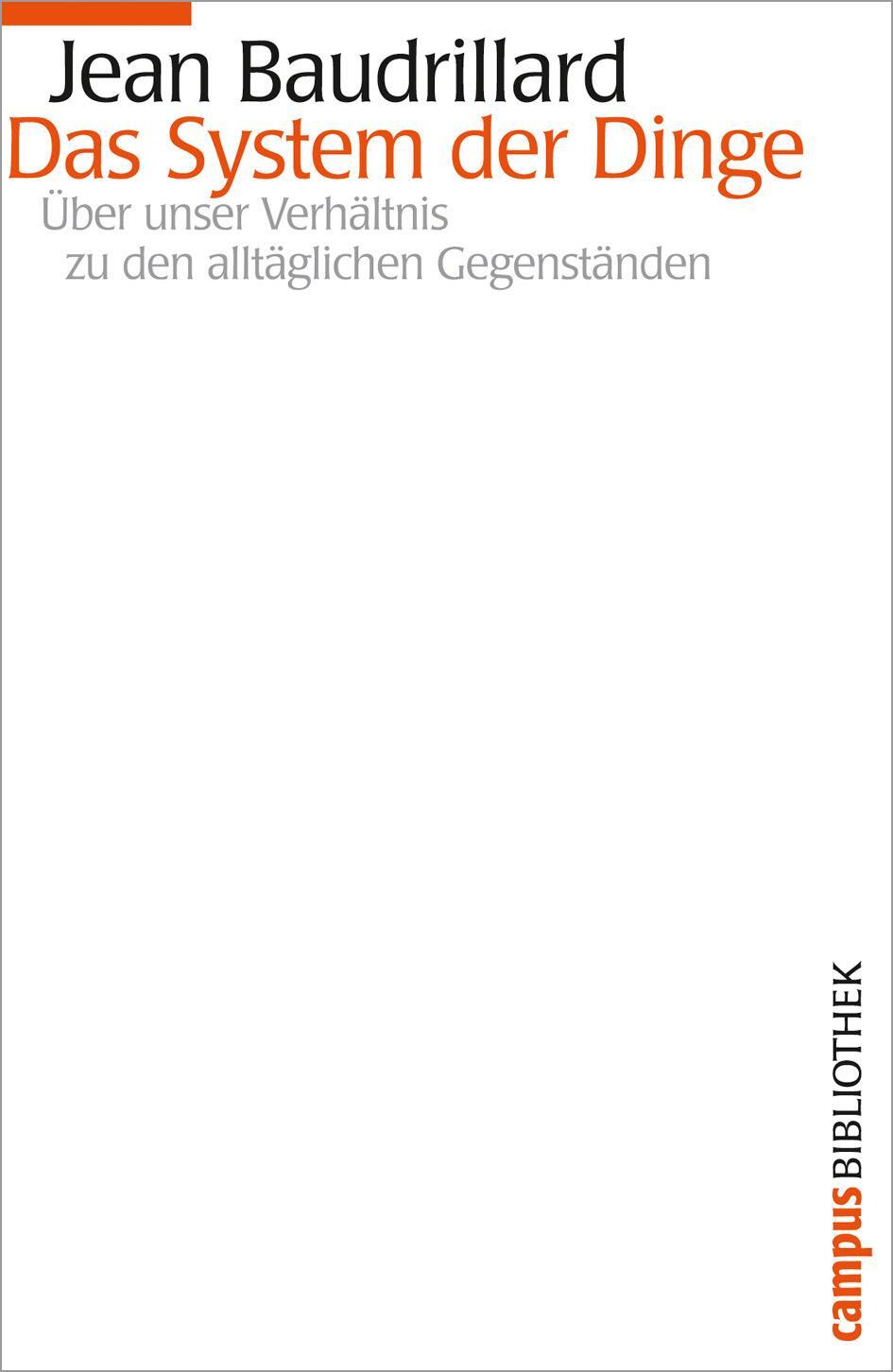Cover: 9783593384702 | Das System der Dinge | Jean Baudrillard | Taschenbuch | Deutsch | 2007