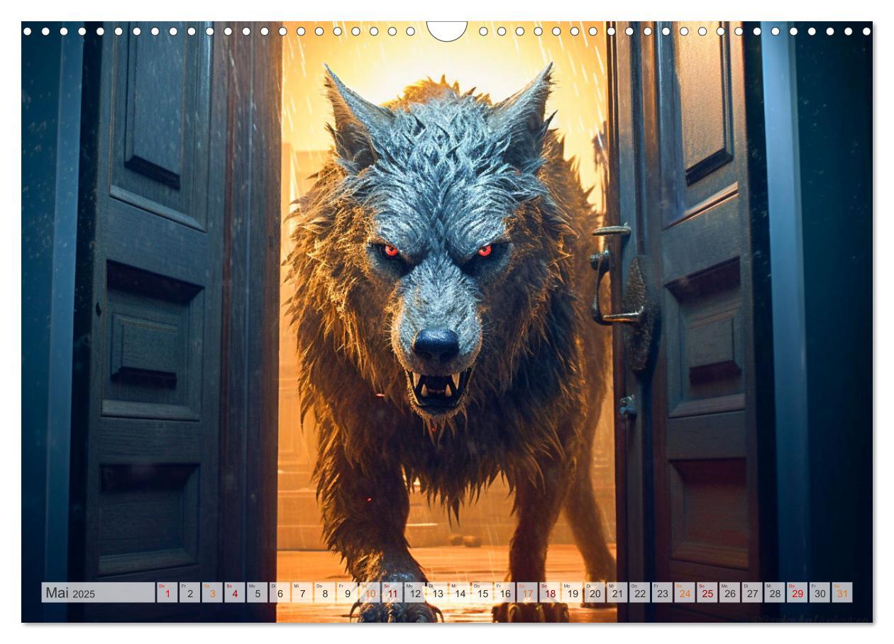 Bild: 9783383892264 | Rotkäppchen und der Wolf (Wandkalender 2025 DIN A3 quer), CALVENDO...