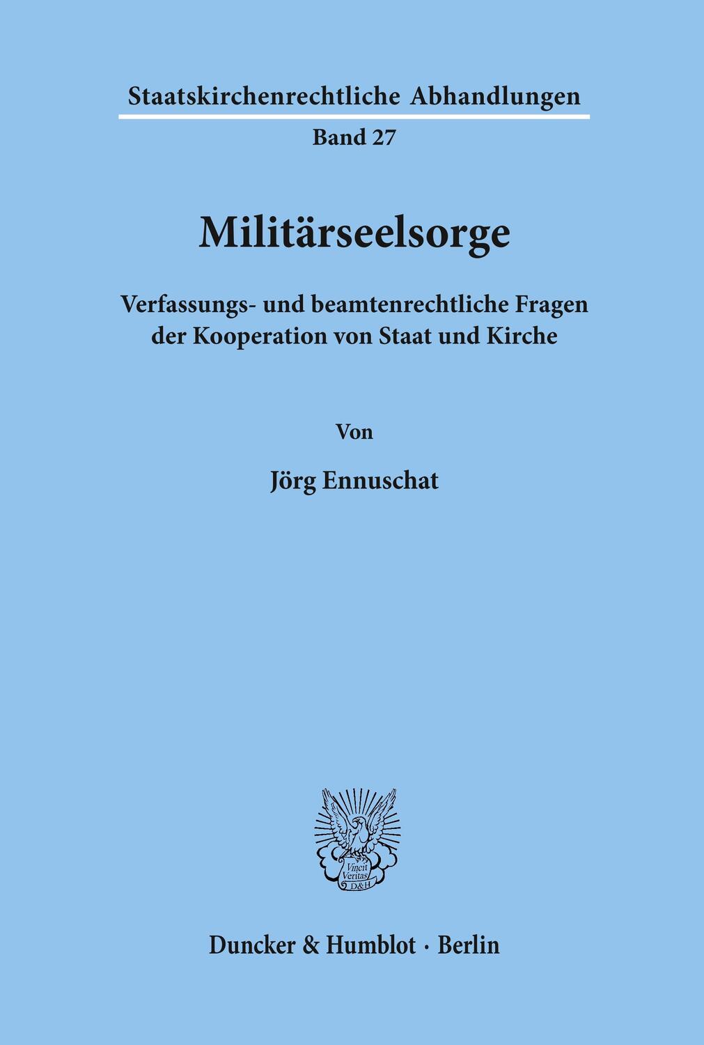 Cover: 9783428086573 | Militärseelsorge. | Jörg Ennuschat | Taschenbuch | Paperback | 402 S.