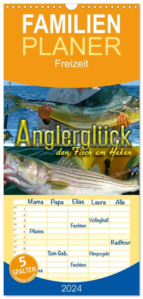 Cover: 9783675490321 | Familienplaner 2024 - Anglerglück - den Fisch am Haken mit 5...