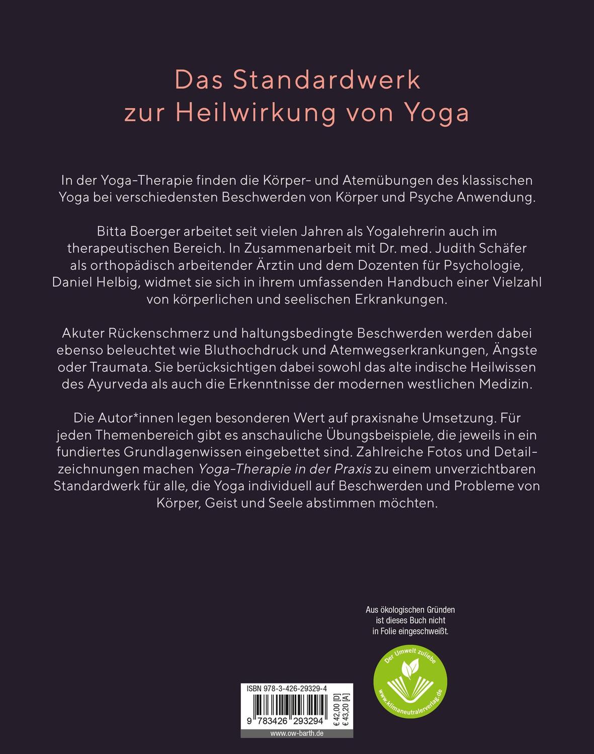 Rückseite: 9783426293294 | Yoga-Therapie in der Praxis | Bitta Boerger | Buch | 432 S. | Deutsch