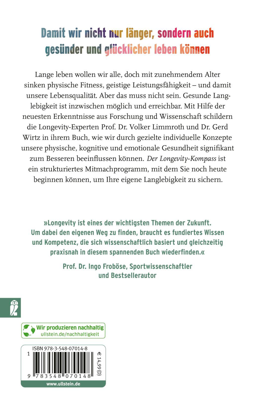 Rückseite: 9783548070148 | Der Longevity-Kompass | Volker Limmroth (u. a.) | Taschenbuch | 304 S.