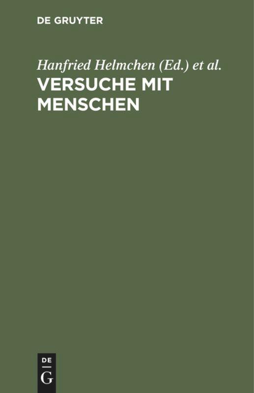 Cover: 9783110105452 | Versuche mit Menschen | In Medizin, Humanwissenschaft und Politik | VI