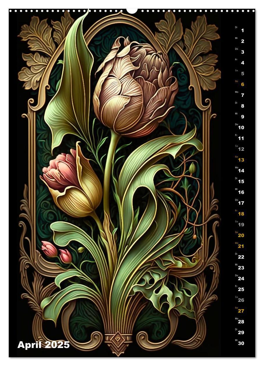 Bild: 9783435873869 | Jugendstil Blumen (Wandkalender 2025 DIN A2 hoch), CALVENDO...