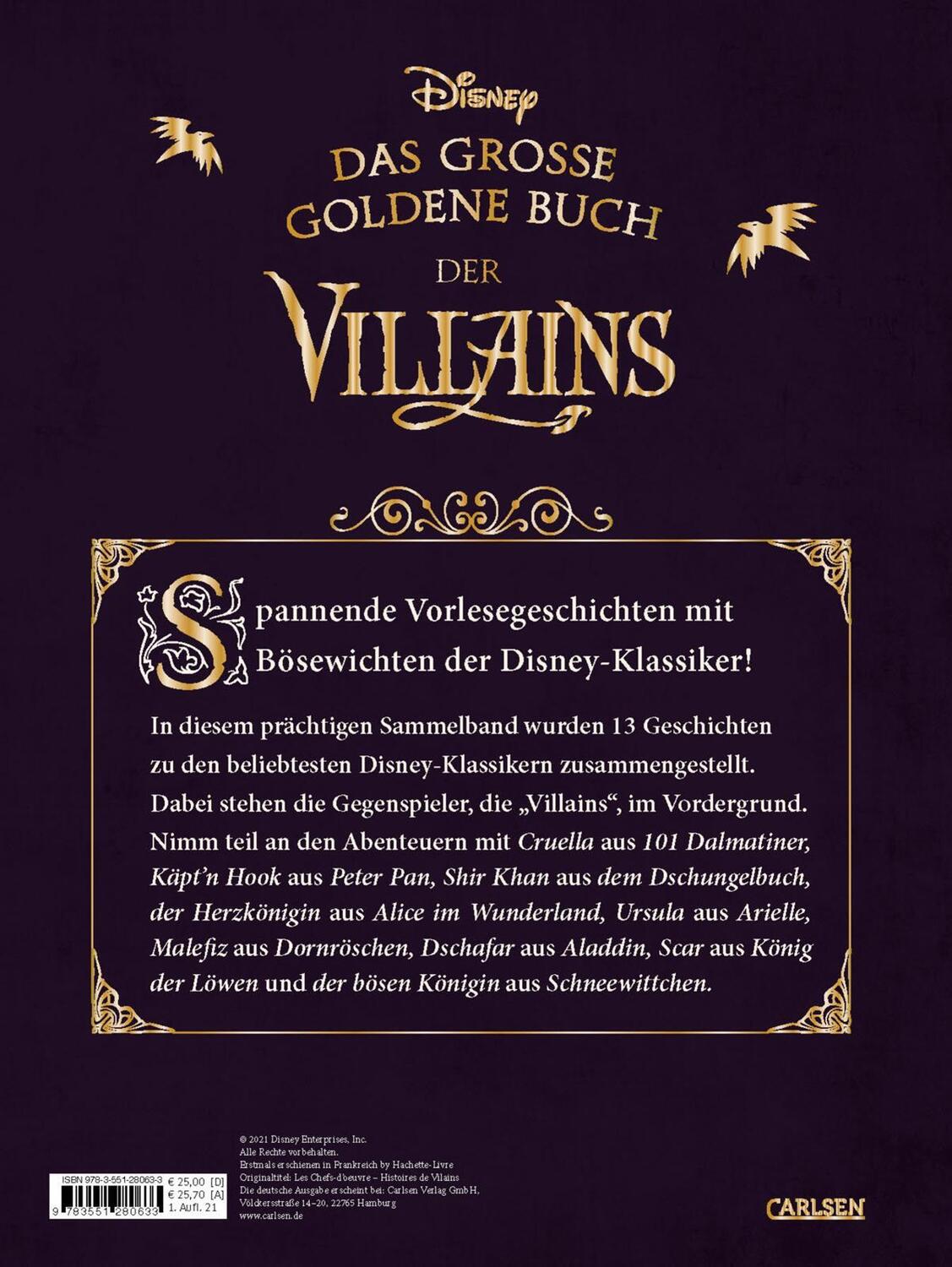 Rückseite: 9783551280633 | Disney: Das große goldene Buch der Villains | Walt Disney | Buch