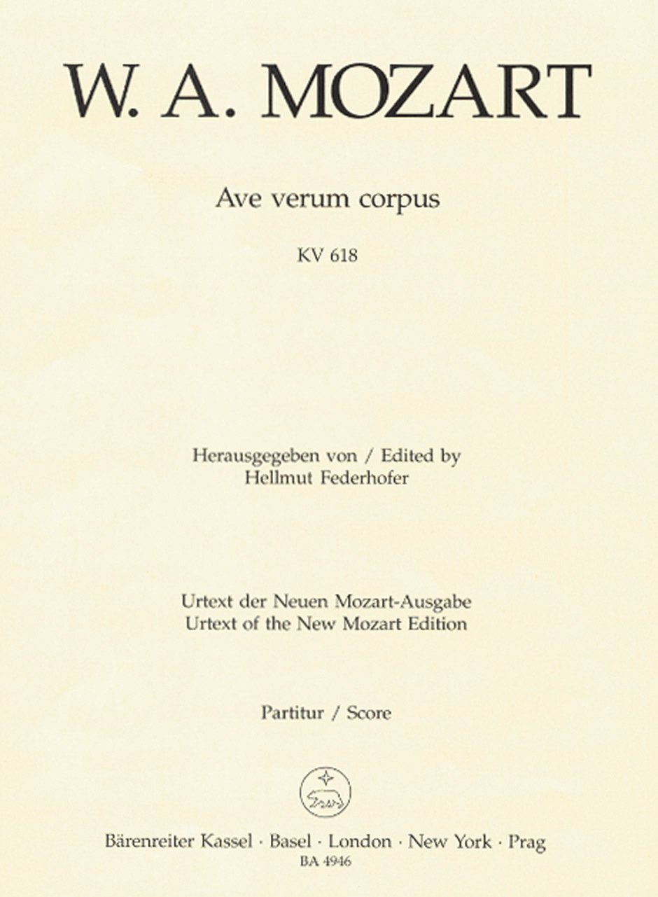 Cover: 9790006460694 | Ave verum corpus K.618 | Urtext | Wolfgang Amadeus Mozart | Partitur