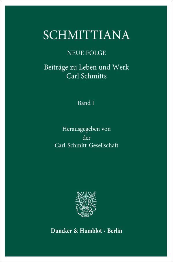 Cover: 9783428136889 | SCHMITTIANA. Bd.1 | Taschenbuch | 343 S. | Deutsch | 2011