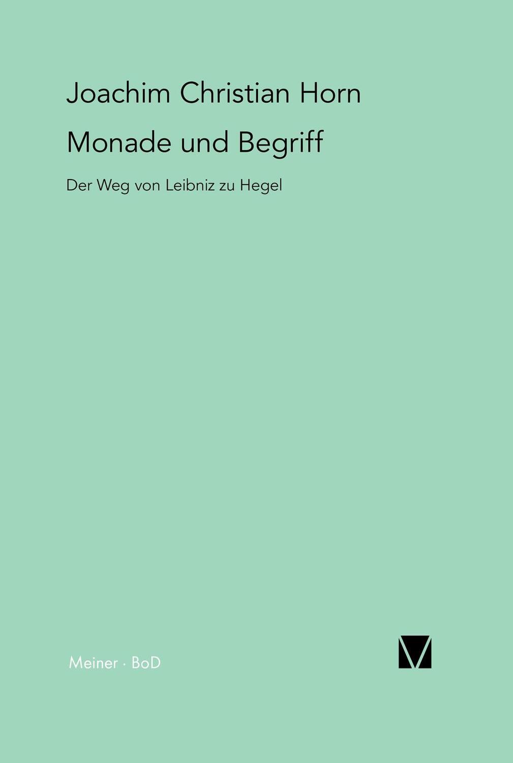 Cover: 9783787305551 | Monade und Begriff | Der Weg von Leibniz zu Hegel | Joachim Ch Horn