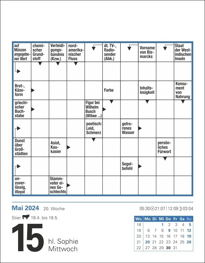 Bild: 9783840031236 | Kreuzworträtsel Tagesabreißkalender 2024. Tischkalender mit...