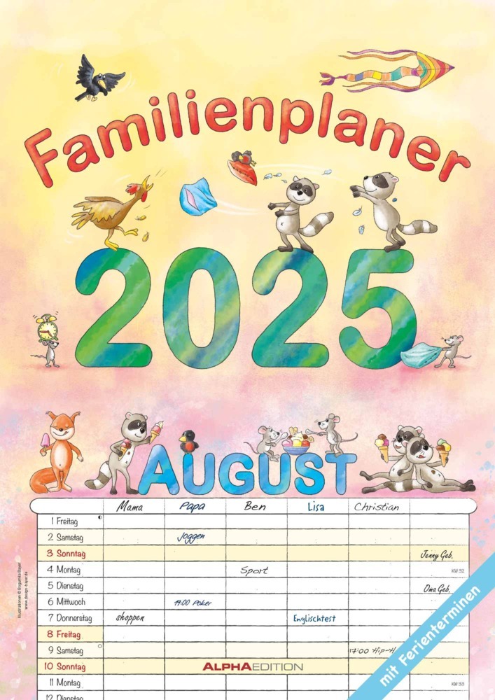 Cover: 4251732342074 | Alpha Edition - Familienplaner Cartoon 2025 Familienkalender,...