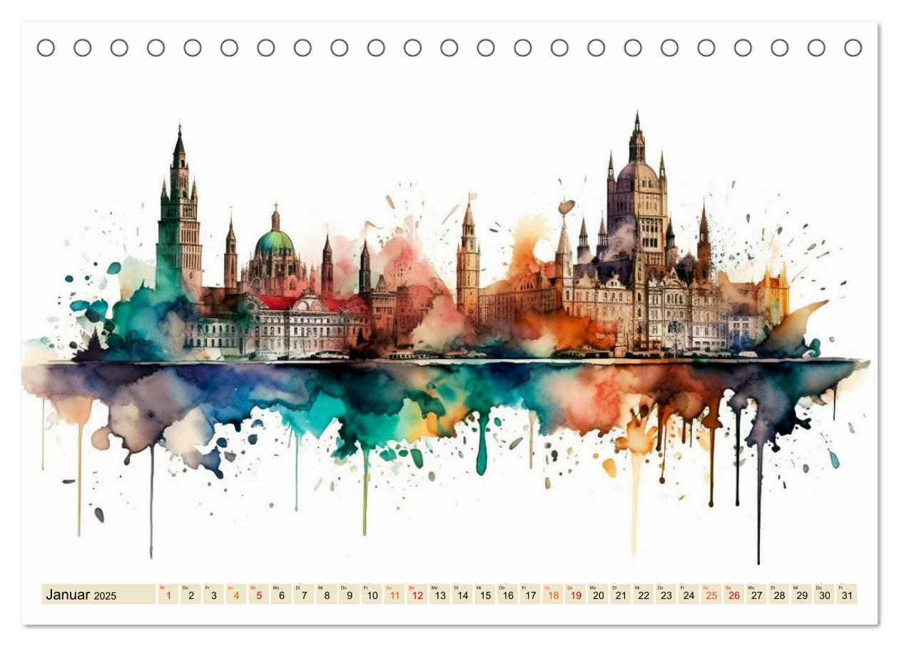 Bild: 9783383898310 | Skylines - bunte Städte (Tischkalender 2025 DIN A5 quer), CALVENDO...