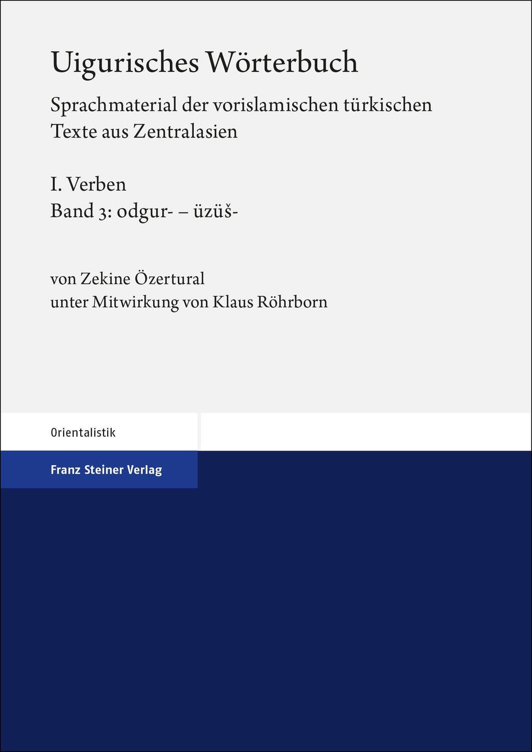 Cover: 9783515135580 | Uigurisches Wörterbuch. Sprachmaterial der vorislamischen...