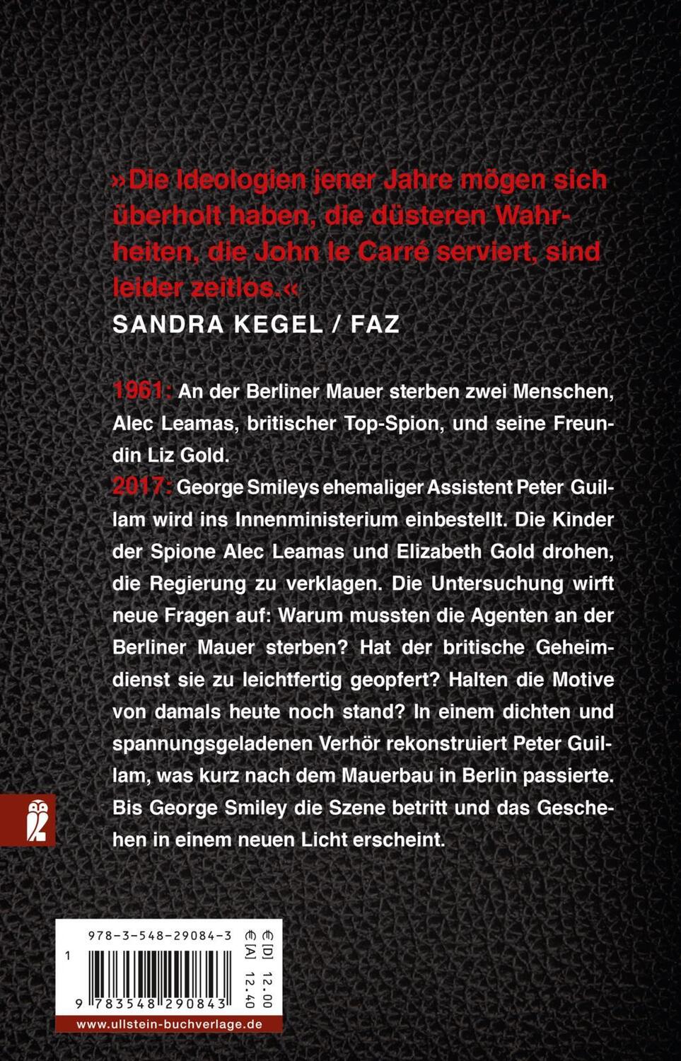 Rückseite: 9783548290843 | Das Vermächtnis der Spione | Roman | John Le Carré | Taschenbuch