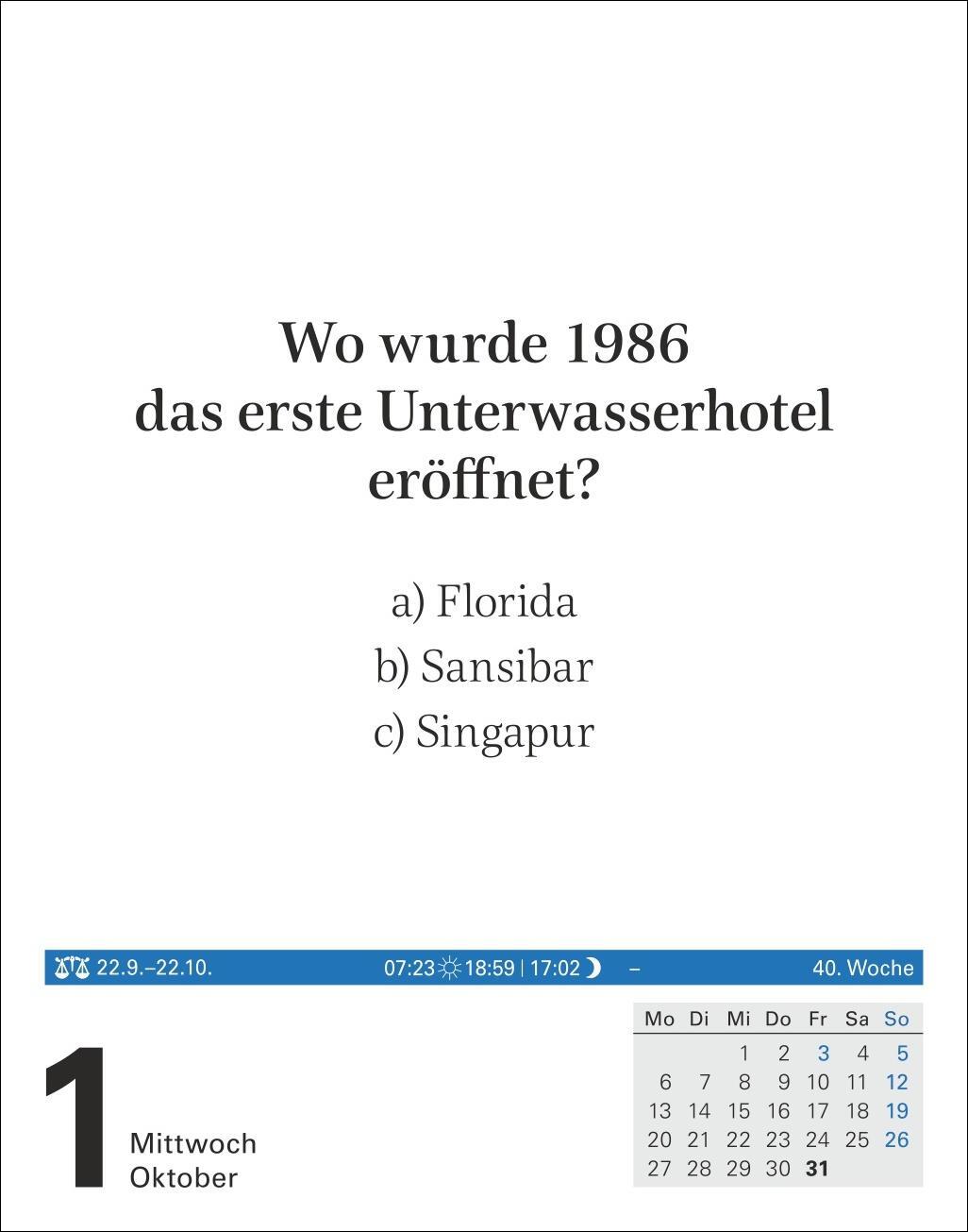 Bild: 9783840033582 | Wissen Tagesabreißkalender 2025 - Quizfragen aus Geschichte,...