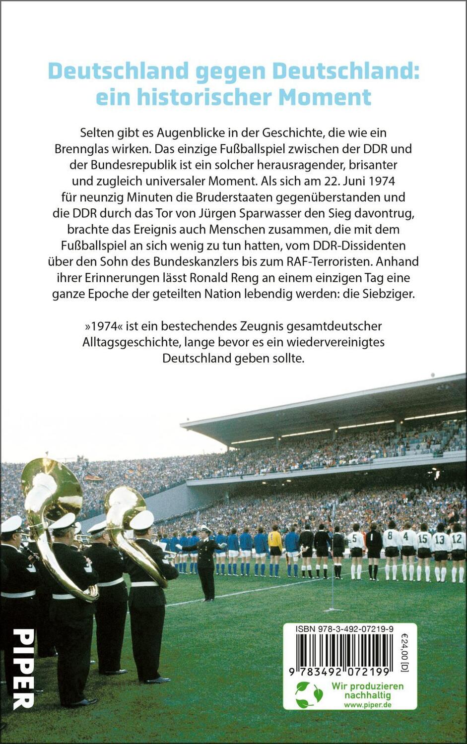 Rückseite: 9783492072199 | 1974 - Eine deutsche Begegnung | Ronald Reng | Buch | 432 S. | Deutsch