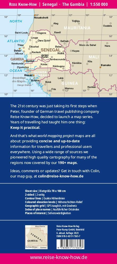 Rückseite: 9783831773657 | Reise Know-How Landkarte Senegal, Gambia 1 : 550 000 | (Land-)Karte