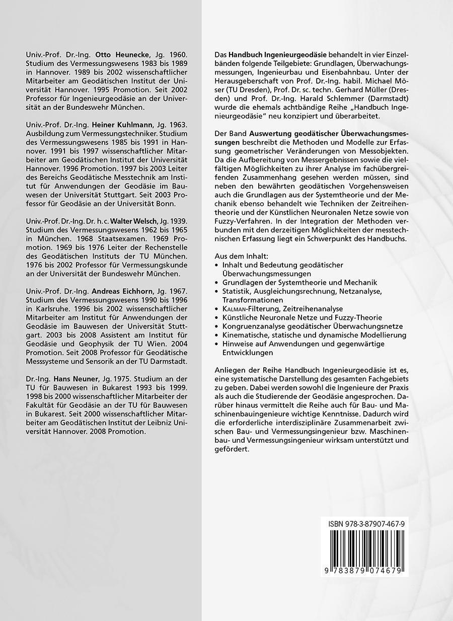 Rückseite: 9783879074679 | Handbuch Ingenieurgeodäsie | Otto Heunecke (u. a.) | Taschenbuch
