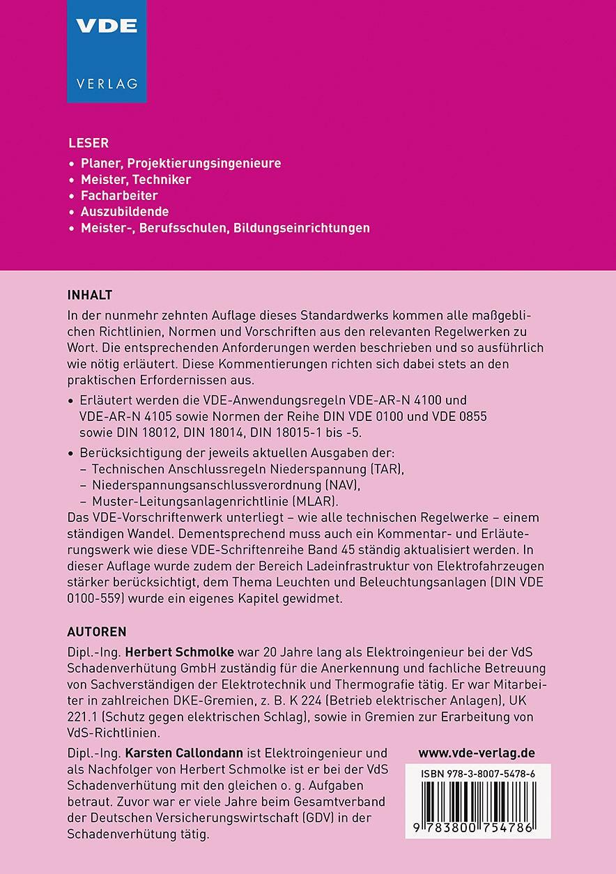 Rückseite: 9783800754786 | Elektroinstallation in Wohngebäuden | Herbert Schmolke (u. a.) | Buch