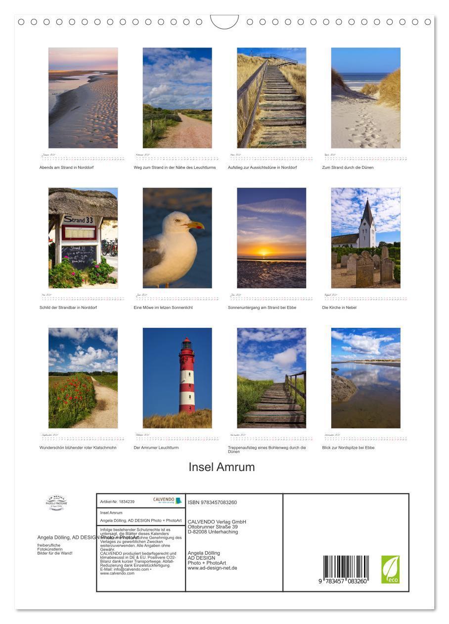 Bild: 9783457083260 | Insel Amrum (Wandkalender 2025 DIN A3 hoch), CALVENDO Monatskalender