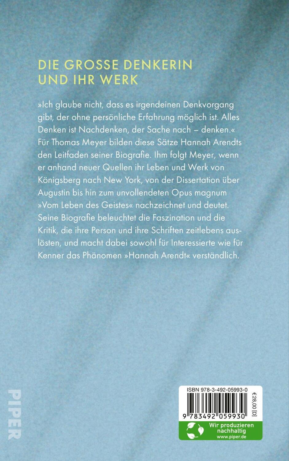 Rückseite: 9783492059930 | Hannah Arendt | Thomas Meyer | Buch | 528 S. | Deutsch | 2023