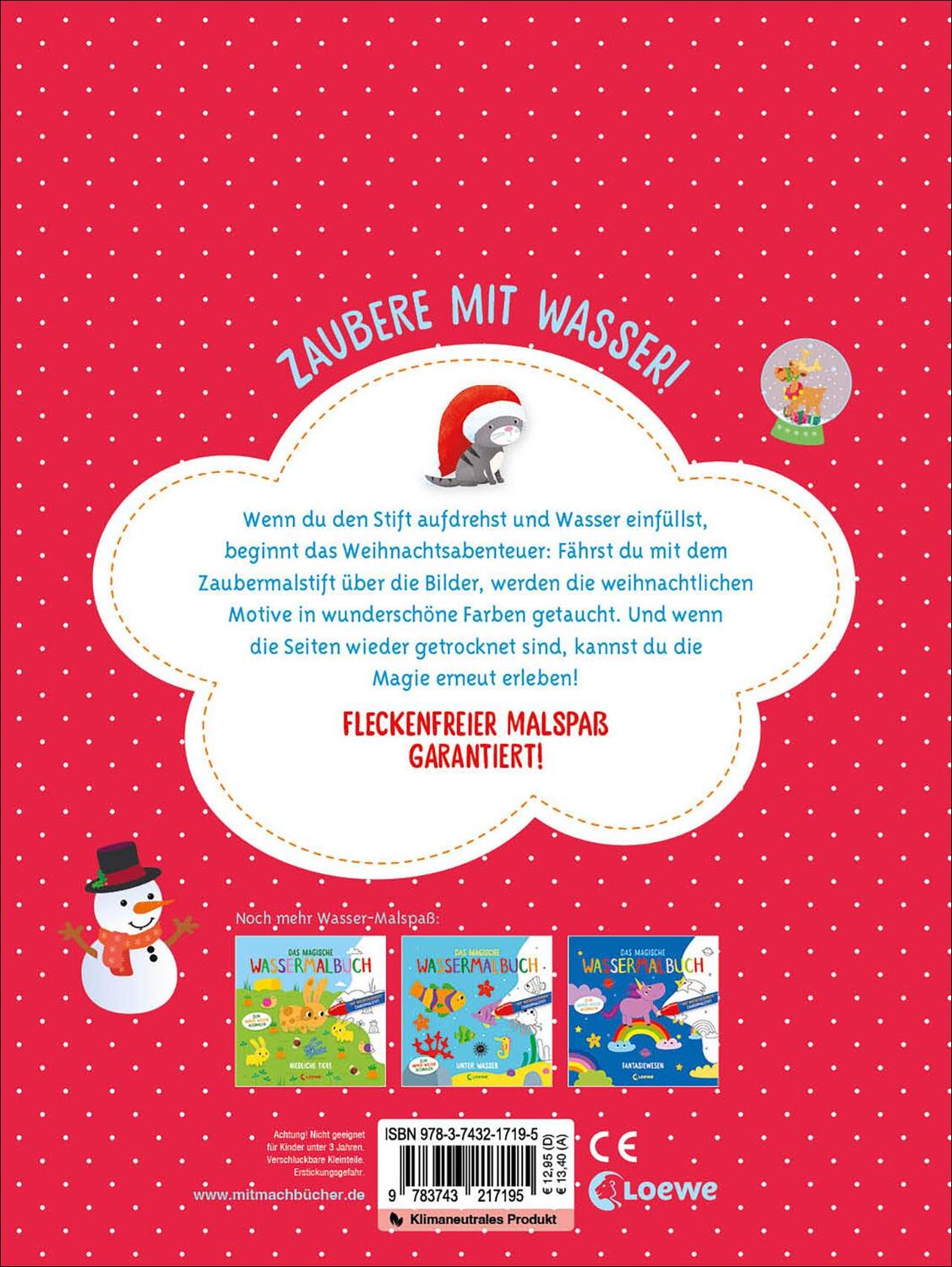 Rückseite: 9783743217195 | Das magische Wassermalbuch - Fröhliche Weihnachten! | Loewe Kreativ