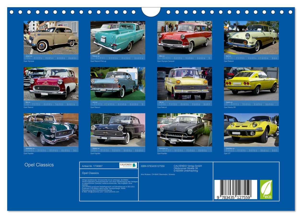 Bild: 9783435127559 | Opel Classics (Wandkalender 2025 DIN A4 quer), CALVENDO Monatskalender