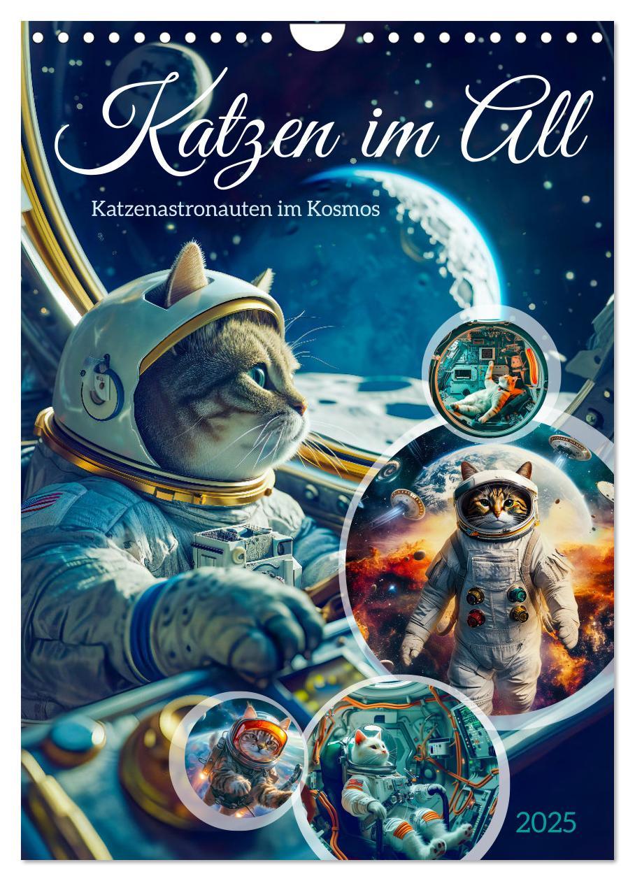 Cover: 9783383775727 | Katzen im All - Katzenastronauten im Kosmos (Wandkalender 2025 DIN...