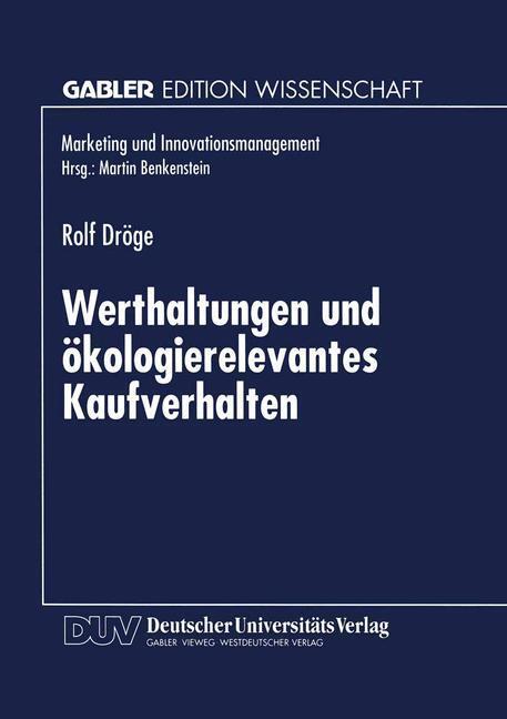 Cover: 9783824463718 | Werthaltungen und ökologierelevantes Kaufverhalten | Rolf Dröge | Buch