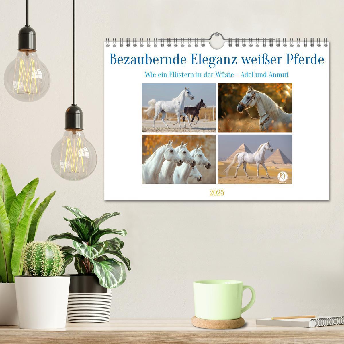 Bild: 9783435505746 | Bezaubernde Eleganz weißer Pferde (Wandkalender 2025 DIN A4 quer),...