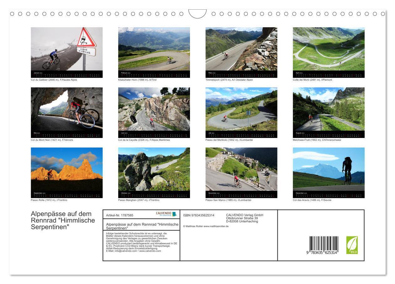 Bild: 9783435625314 | Alpenpässe auf dem Rennrad "Himmlische Serpentinen" (Wandkalender...