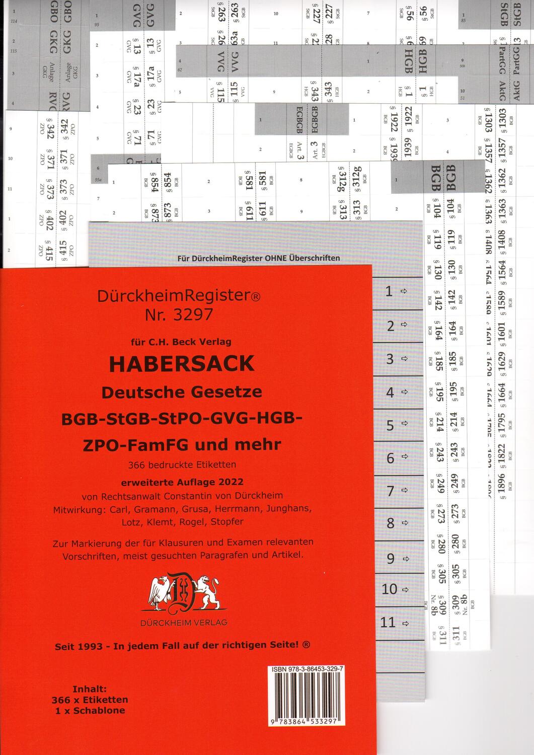 Cover: 9783864533297 | DürckheimRegister® HABERSACK Gesetze und §§ | Constantin Dürckheim