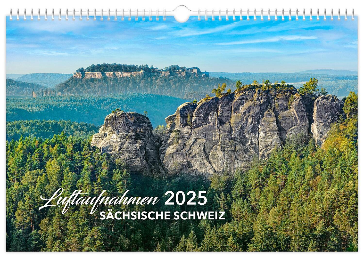Cover: 9783910680524 | Kalender Sächsische Schweiz Luftaufnahmen 2025 | Peter Schubert | 2025