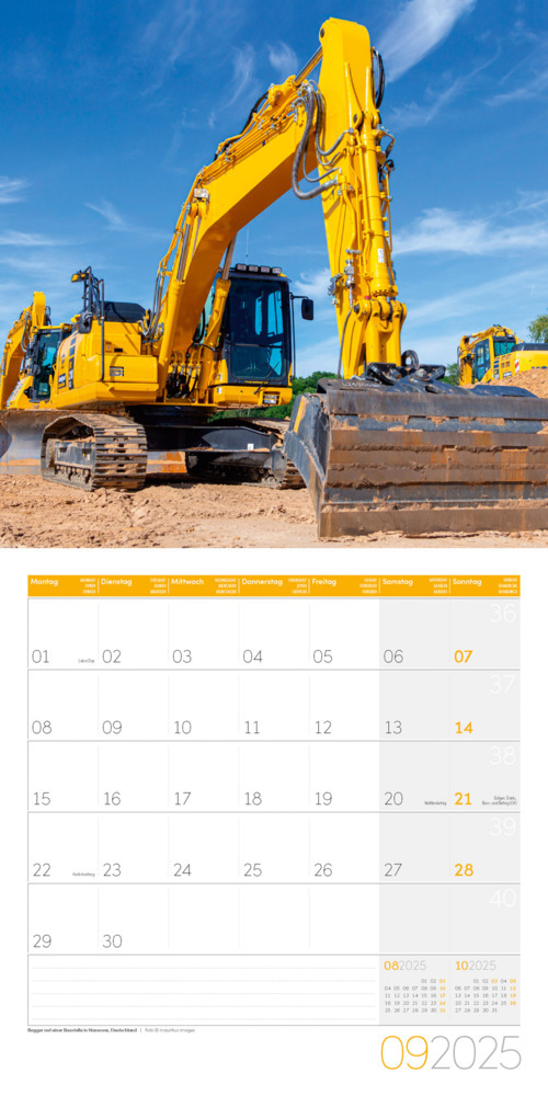 Bild: 9783838445182 | Bagger Kalender 2025 - 30x30 | Ackermann Kunstverlag | Kalender | 2025