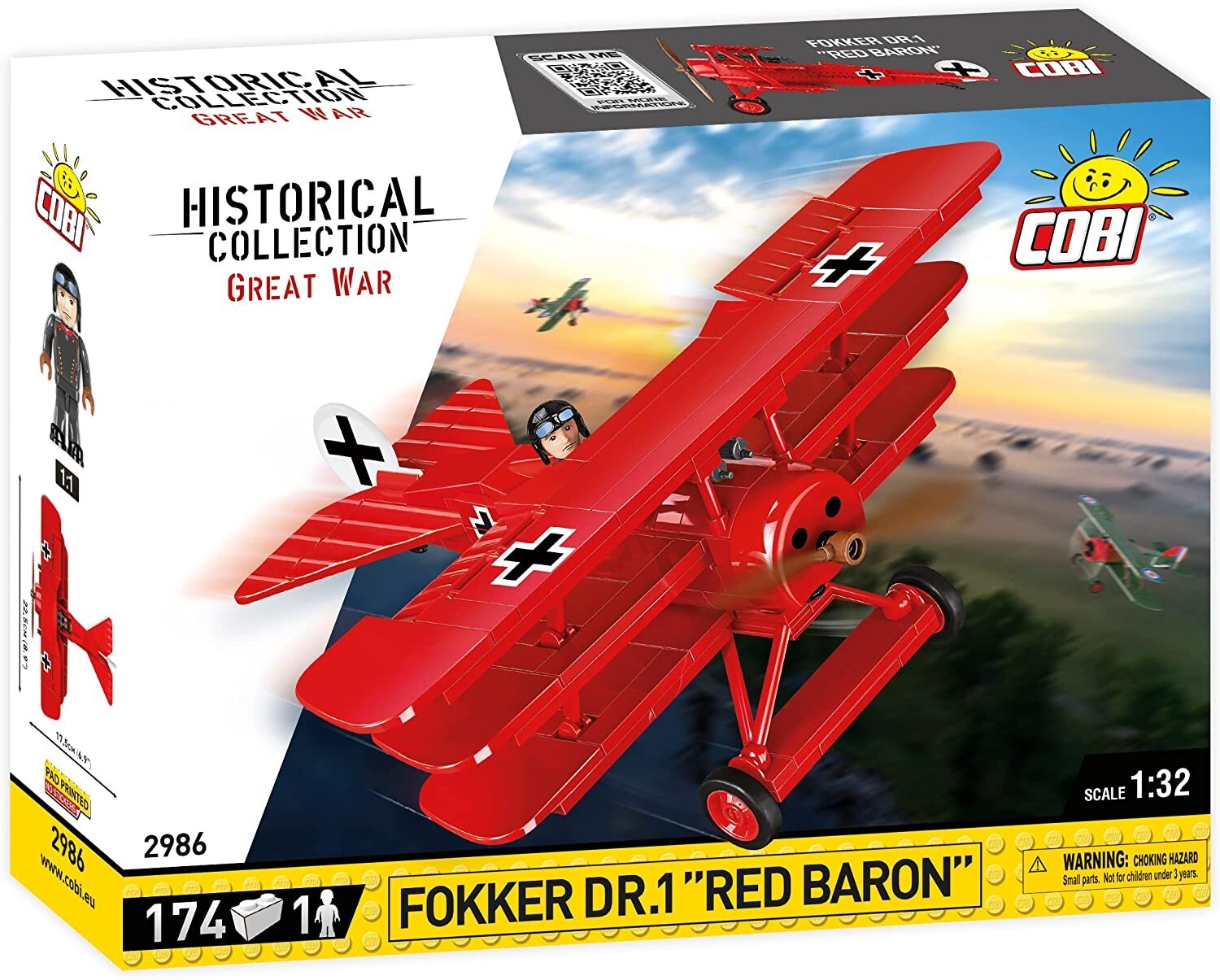 Cover: 5902251029869 | COBI 2986 - Historical Collection, Great War, Fokker Dr.1 Red...