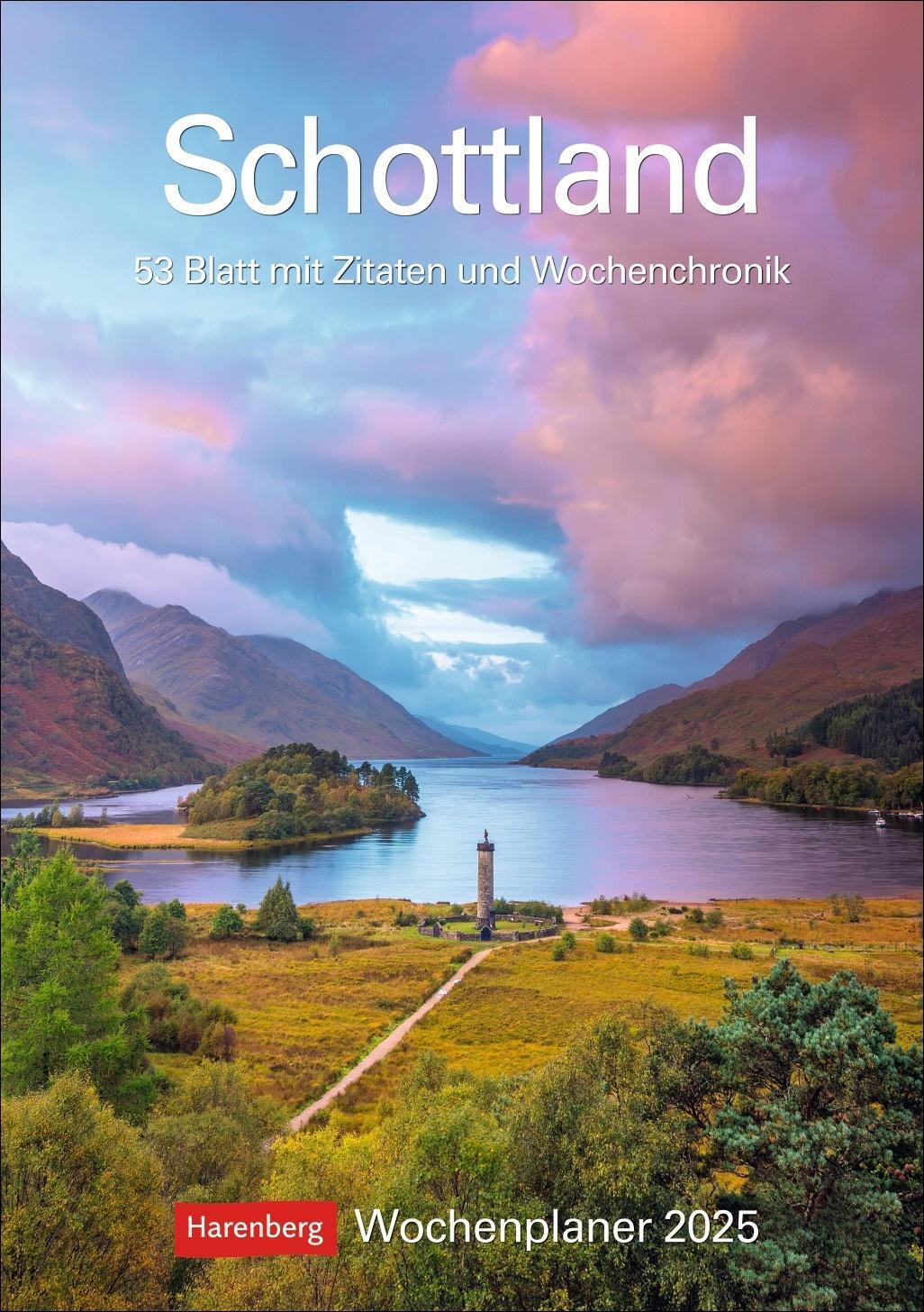 Cover: 9783840034060 | Schottland Wochenplaner 2025 - 53 Blatt mit Zitaten und Wochenchronik
