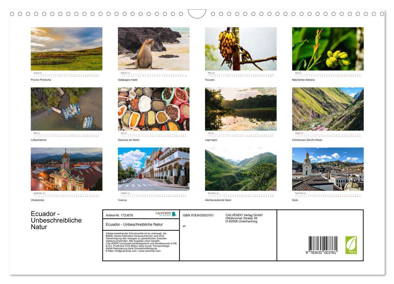 Bild: 9783435003761 | Ecuador - Unbeschreibliche Natur (Wandkalender 2025 DIN A3 quer),...