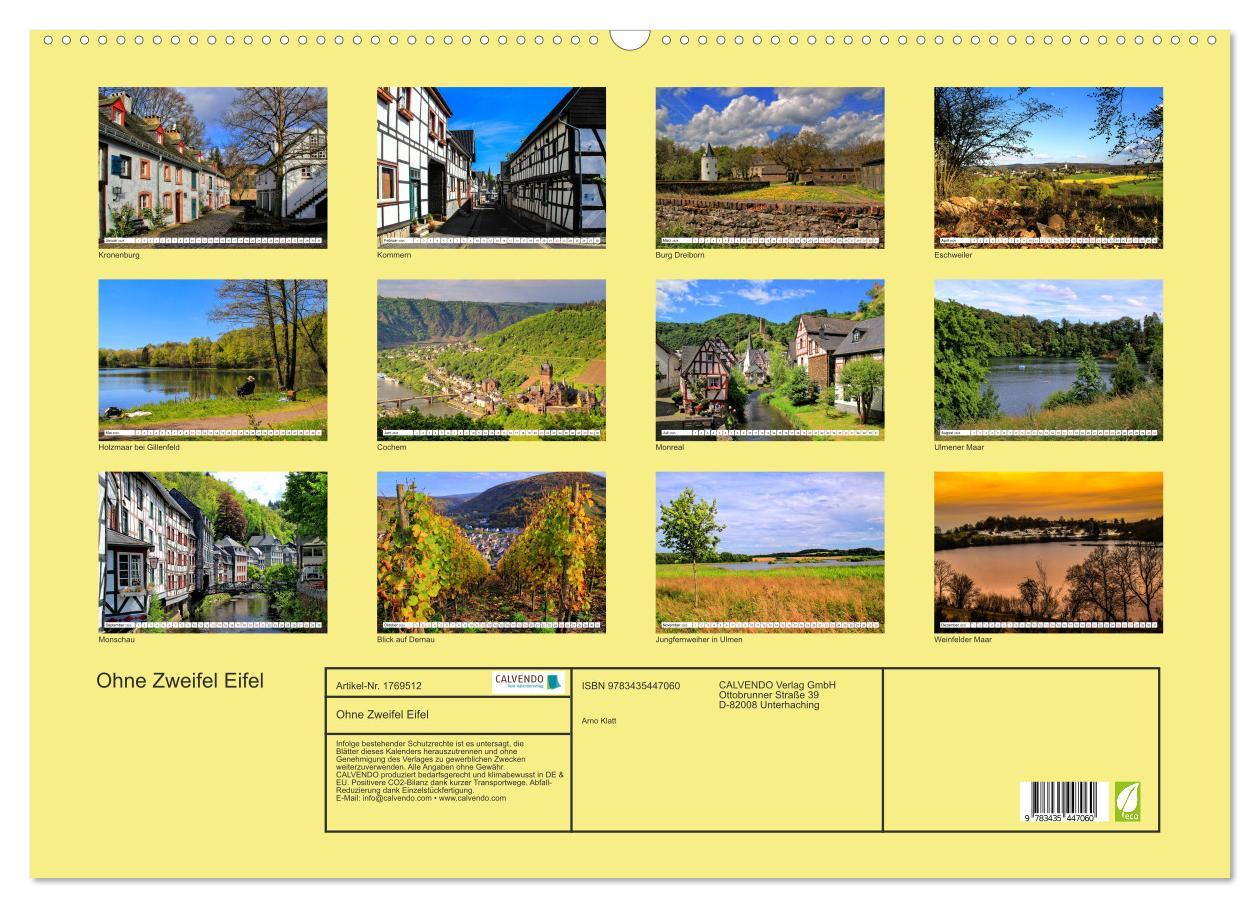 Bild: 9783435447060 | Ohne Zweifel Eifel (Wandkalender 2025 DIN A2 quer), CALVENDO...